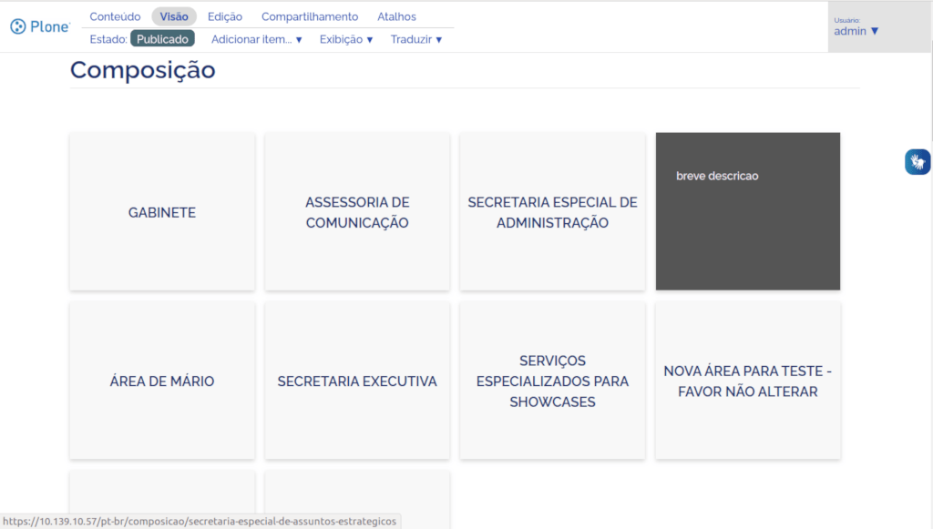 Site Institucional Gov.br - Selecionar e visualizar template
