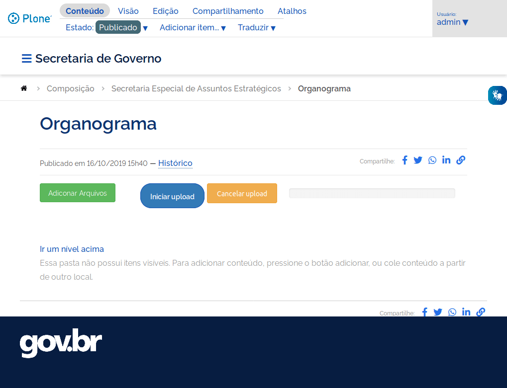 Site Institucional gov.br - Selecionar e visualizar template