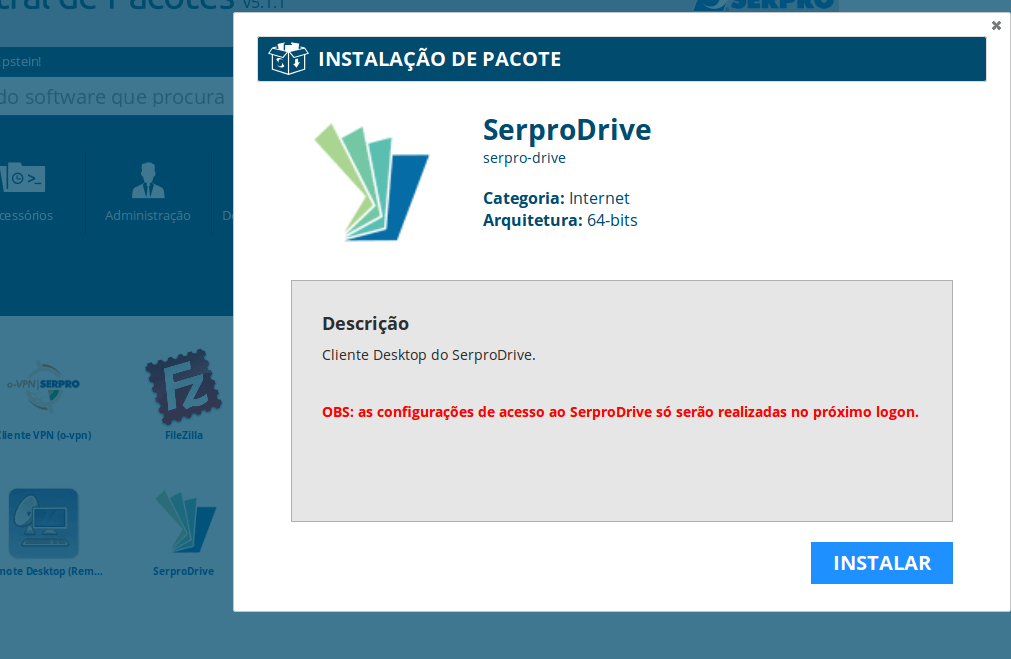 Serpro Drive - Instalar Cliente Serpro Drive (via Central de Pacotes do ...